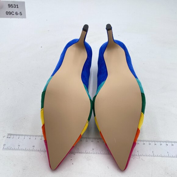 FOWT Rainbow High Heel Pointed Toe Pump Slip-on Rainbow Shoes for Dress Party - Picture 7 of 8